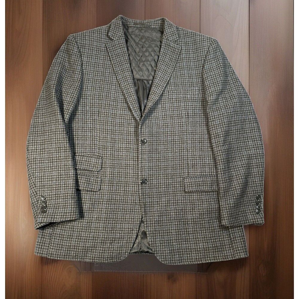 Enzo‎ Tovare Italy Mens Suit Blazer Sz 46 Jacket 2 Button Coat Wool Blend Plaid